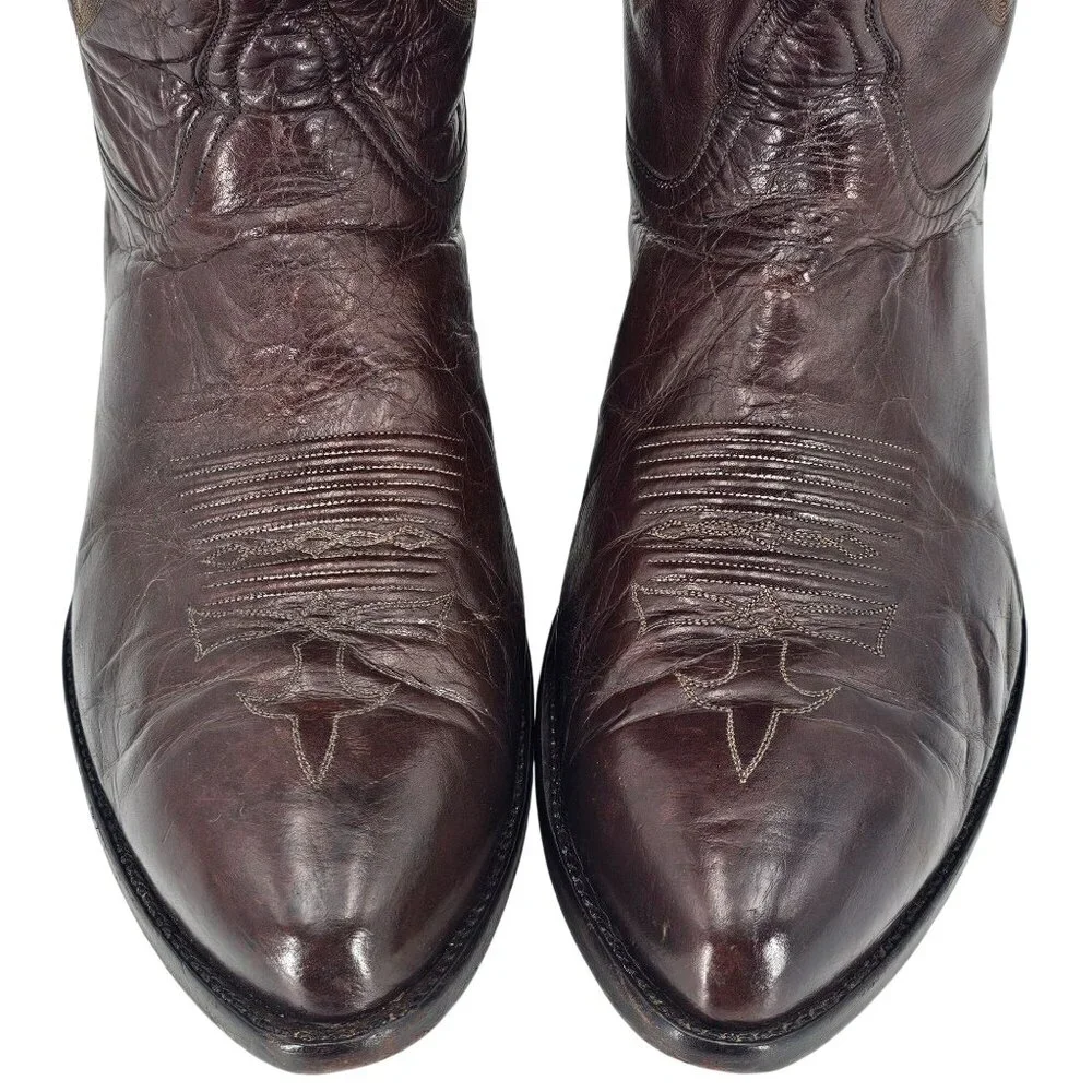 Tres Outlaws Falconhead Mens sz 15 Dark Brown Leather Custom Cowboy Western Boot - Picture 14 of 16